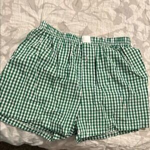 Green Gingham Women's boxer Shorts
